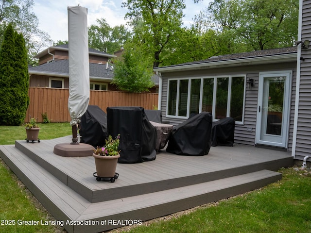 1561 Roseland Ave, East Lansing, MI 48823 - wooden terrace with grilling area