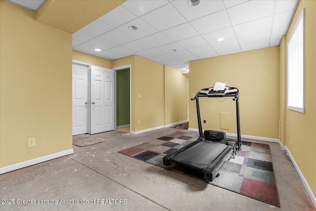 3816 Kiskadee Dr, East Lansing, MI 48823 - workout area featuring baseboards and a paneled ceiling