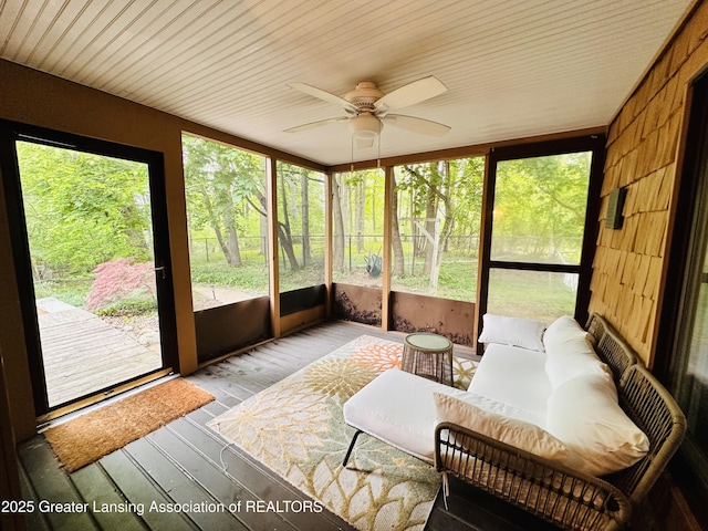 812 Dryer Farm Rd, Lansing, MI 48917 - sunroom / solarium featuring a ceiling fan