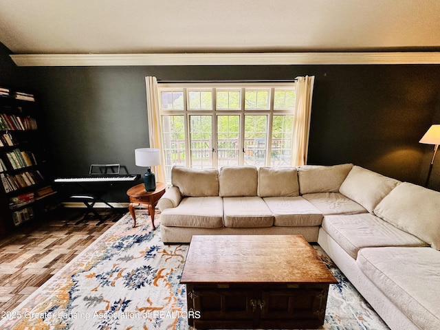812 Dryer Farm Rd, Lansing, MI 48917 - living area with crown molding and wood finished floors