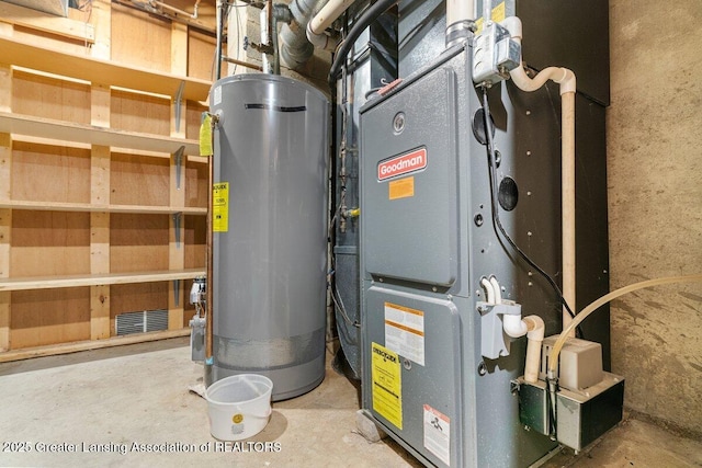 15988 Comdon Rd, Albion, MI 49224 - utility room with water heater and heating unit