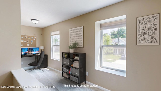 1055 Oakwood Dr, Dewitt, MI 48820 - carpeted home office featuring healthy amount of natural light