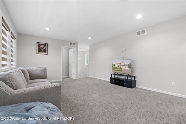 5651 Copper Creek Dr, Haslett, MI 48840 - living area featuring carpet floors, recessed lighting, and baseboards