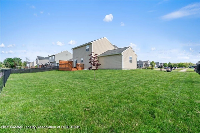 view of yard with a deck