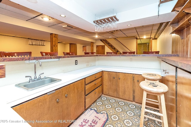 indoor bar featuring recessed lighting
