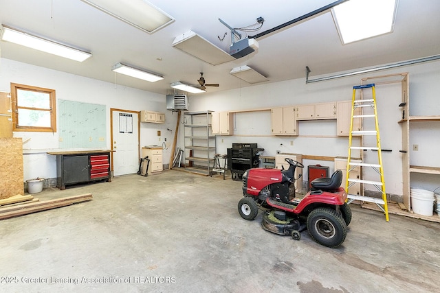 garage with a garage door opener