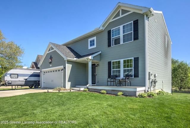 3793 Calypso Rd, Holt, MI 48842 - view of front of property featuring a garage, driveway, and a porch