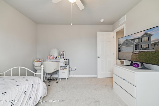 3793 Calypso Rd, Holt, MI 48842 - bedroom featuring light carpet, baseboards, and ceiling fan
