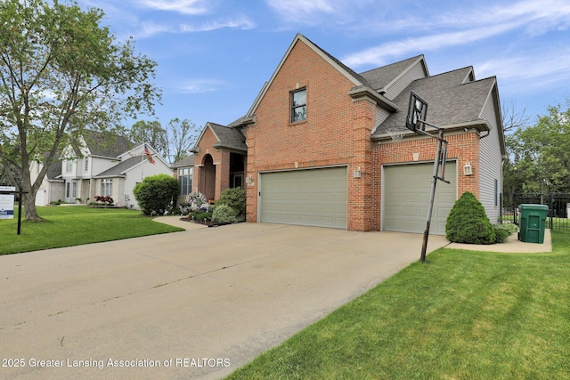 3650 Observatory Ln, Holt, MI 48842 - traditional home featuring brick siding, driveway, a garage, and roof with shingles