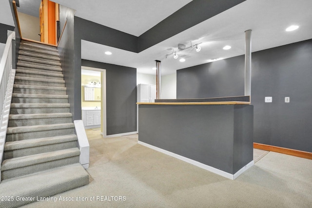 3650 Observatory Ln, Holt, MI 48842 - stairway with carpet flooring, baseboards, and recessed lighting