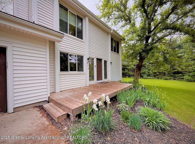 deck with a lawn