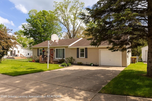 316 Union St, Grand Ledge, MI 48837 - single story home featuring concrete driveway, an attached garage, and a chimney