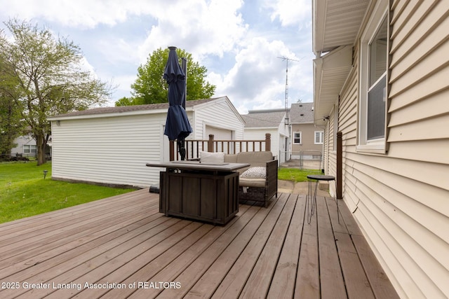 316 Union St, Grand Ledge, MI 48837 - wooden terrace featuring a yard