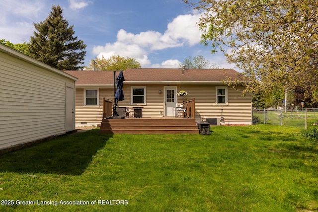 316 Union St, Grand Ledge, MI 48837 - back of house featuring a wooden deck and crawl space