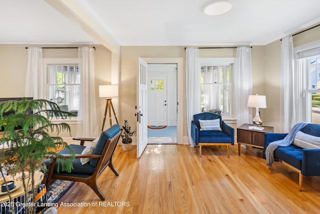 1038 Morgan St, Lansing, MI 48912 - entrance foyer with healthy amount of natural light, light wood-style floors, ornamental molding, and baseboards