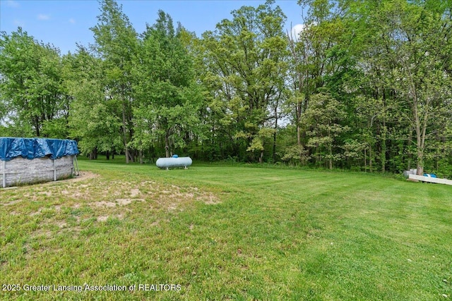 5669 Elm Rd, Olivet, MI 49076 - view of green lawn with a covered pool