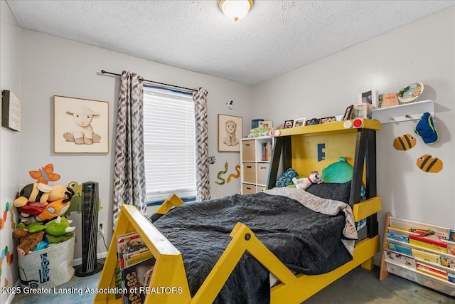 5669 Elm Rd, Olivet, MI 49076 - bedroom with a textured ceiling and carpet