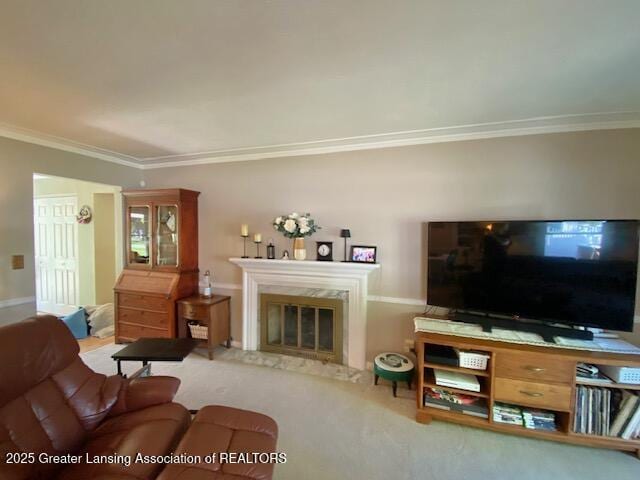 15426 Boichot Rd, Lansing, MI 48906 - living room with ornamental molding and a premium fireplace