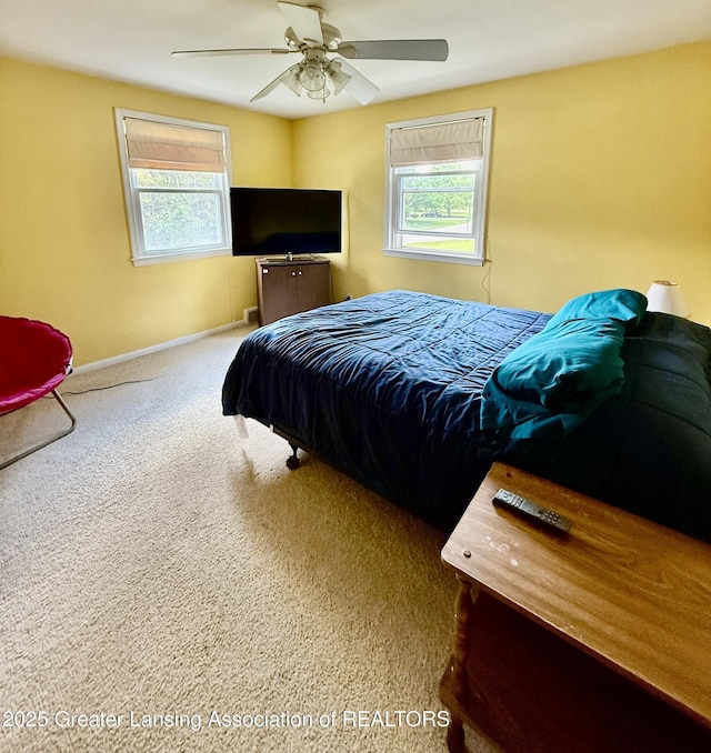 1211 W Thomas L Pkwy, Lansing, MI 48917 - carpeted bedroom featuring multiple windows, baseboards, and ceiling fan