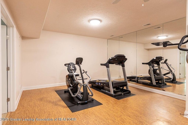 4655 Dimond Way, Dimondale, MI 48821 - exercise room with a textured ceiling and baseboards