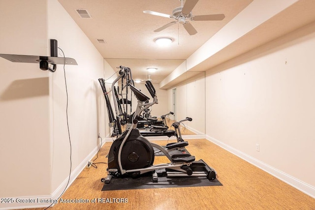 4655 Dimond Way, Dimondale, MI 48821 - exercise area featuring ceiling fan and baseboards