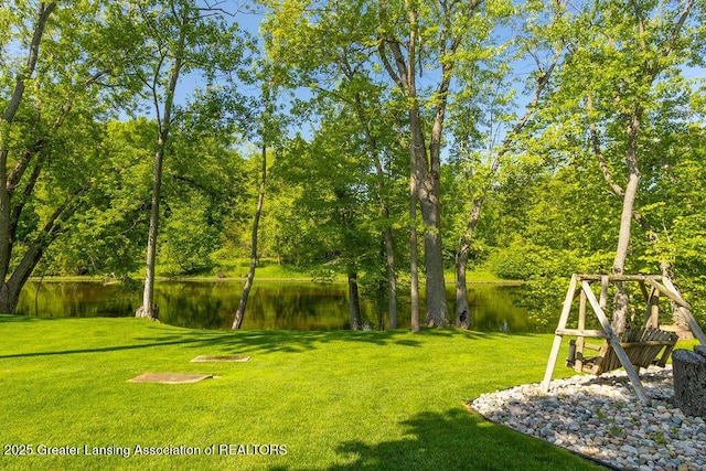 4655 Dimond Way, Dimondale, MI 48821 - view of grassy yard featuring a water view