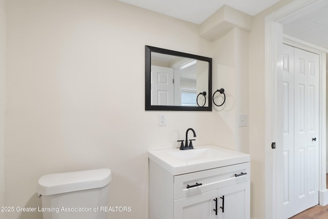 828 Backus St, Jackson, MI 49202 - bathroom featuring vanity and toilet