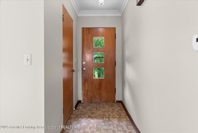 224 S Grace St, Lansing, MI 48917 - doorway to outside with baseboards and ornamental molding