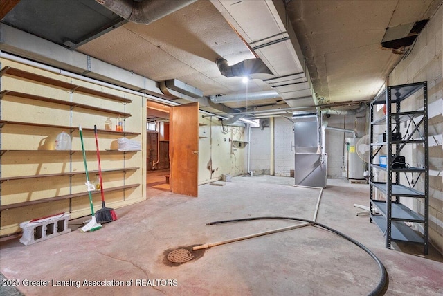 224 S Grace St, Lansing, MI 48917 - unfinished below grade area with gas water heater and heating unit