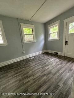 312 Jones St, Lansing, MI 48912 - unfurnished room with healthy amount of natural light, dark wood-style flooring, and baseboards