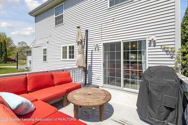 3795 Kirkland Ridge Dr, Holt, MI 48842 - view of patio / terrace with outdoor lounge area, area for grilling, and a wooden deck