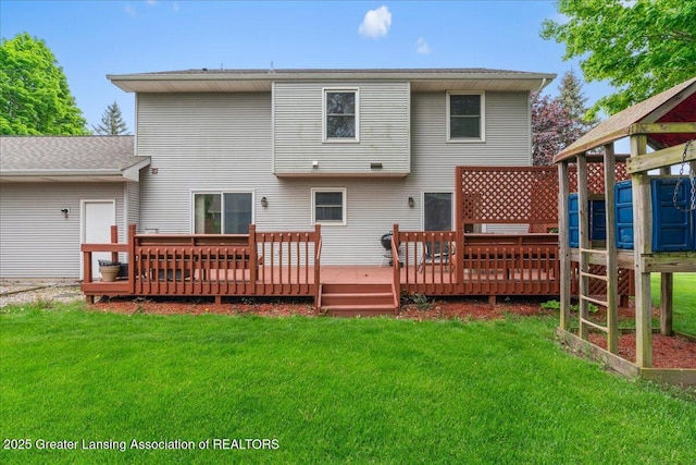 3720 Lott Ave, Holt, MI 48842 - rear view of property with a deck and a yard