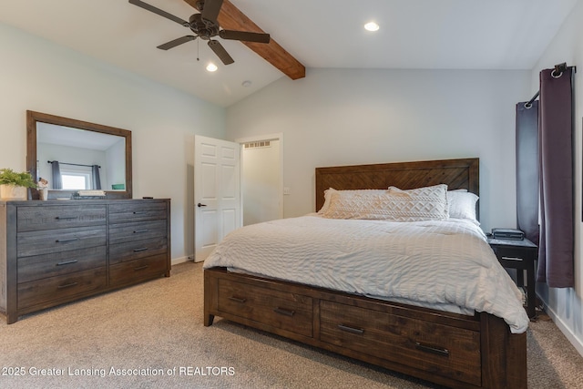 4614 Addison Rd, Lansing, MI 48917 - bedroom with light colored carpet, recessed lighting, baseboards, and a ceiling fan