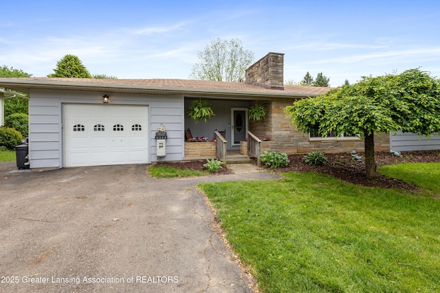 1111 Battle Creek Rd, Charlotte, MI 48813 - single story home featuring a chimney, driveway, and a front lawn
