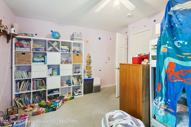 1435 Epley Rd, Williamston, MI 48895 - recreation room featuring carpet and ceiling fan