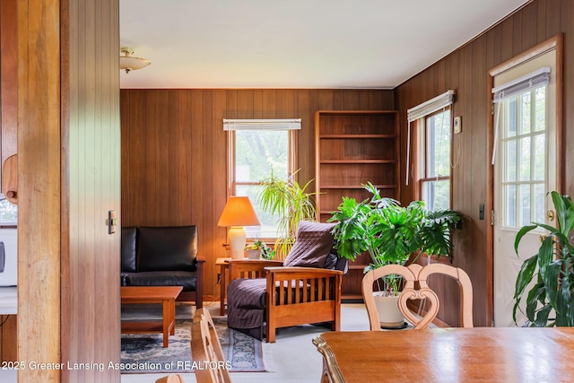 3129 Birch Row Dr, East Lansing, MI 48823 - living area with wooden walls