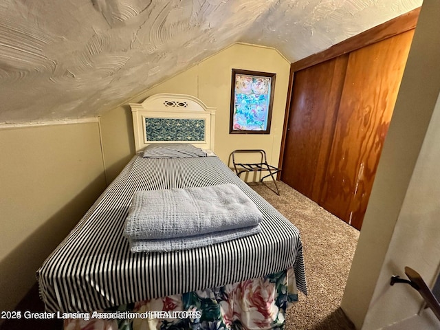 13862 Hartel Rd, Grand Ledge, MI 48837 - carpeted bedroom featuring lofted ceiling and a closet