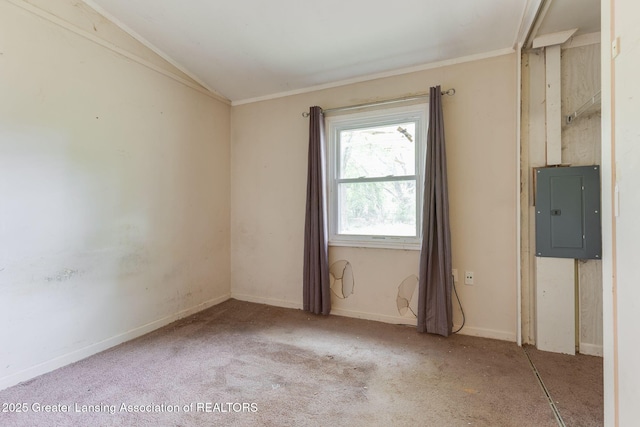 6394 Stephen, Brighton, MI 48116 - carpeted spare room featuring electric panel, ornamental molding, and baseboards