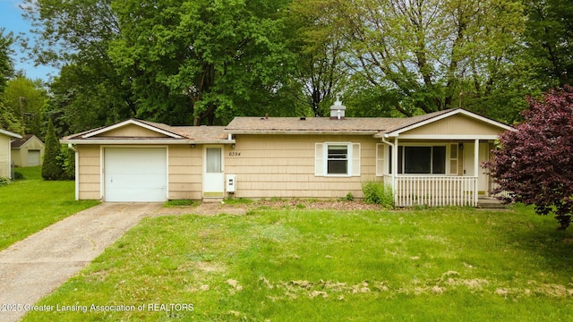 6394 Stephen, Brighton, MI 48116 - single story home with a porch, driveway, a front yard, and a garage
