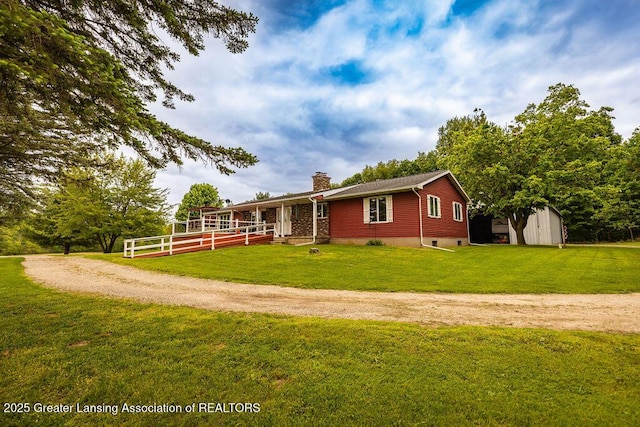 2278 Narrow Lake Rd, Charlotte, MI 48813 - single story home featuring a chimney