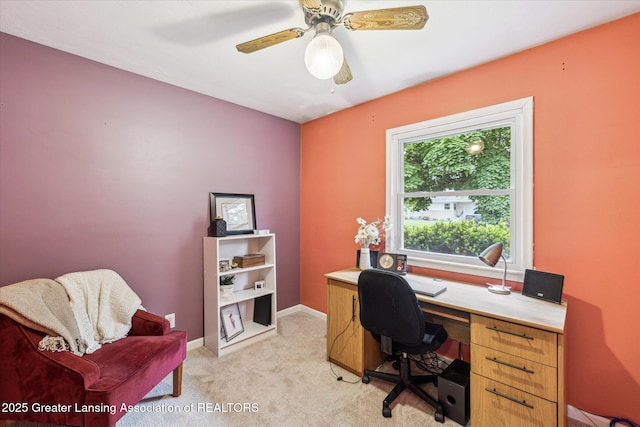1416 Briarwood Dr, Lansing, MI 48917 - office space with light colored carpet, baseboards, and a ceiling fan