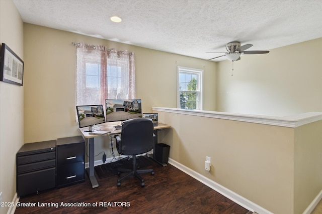 3893 E Plover Pl, East Lansing, MI 48823 - office space featuring wood finished floors, ceiling fan, baseboards, and a textured ceiling