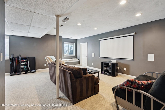 3893 E Plover Pl, East Lansing, MI 48823 - carpeted cinema featuring baseboards and recessed lighting