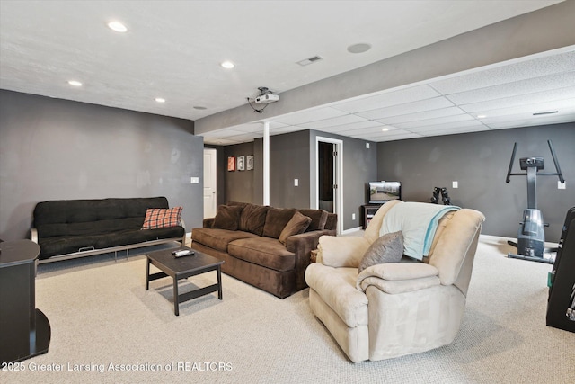 3893 E Plover Pl, East Lansing, MI 48823 - carpeted living area featuring recessed lighting and baseboards