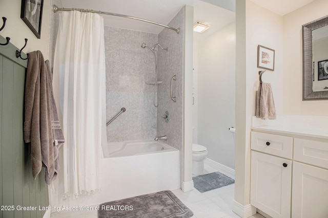 2022 Greenwich Ct, Lansing, MI 48910 - full bathroom with toilet, shower / bath combination with curtain, vanity, and tile patterned floors