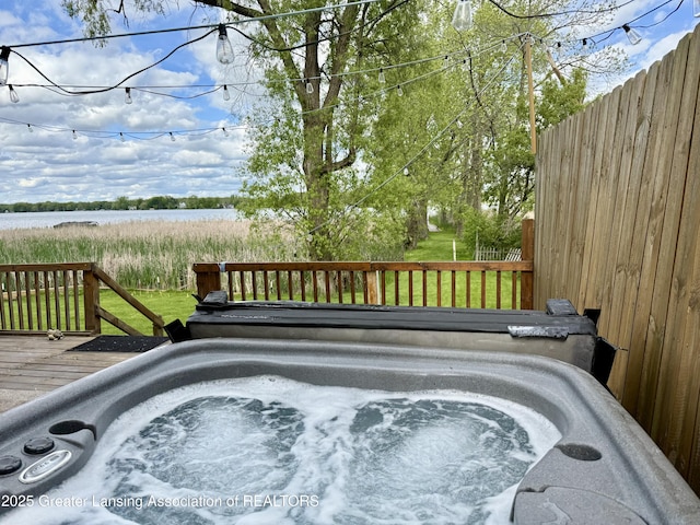 5880 Shaw St, Haslett, MI 48840 - wooden terrace with a hot tub