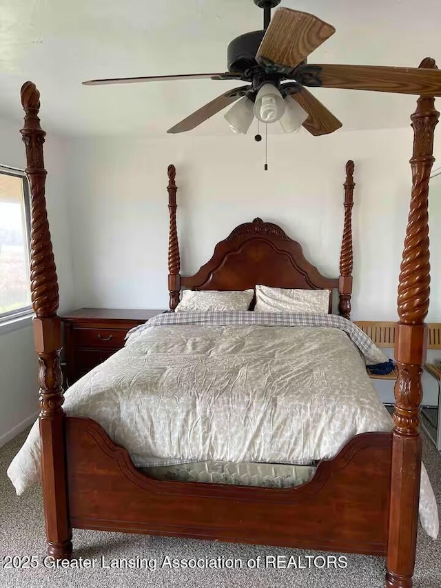 5880 Shaw St, Haslett, MI 48840 - bedroom with carpet, a ceiling fan, and baseboards