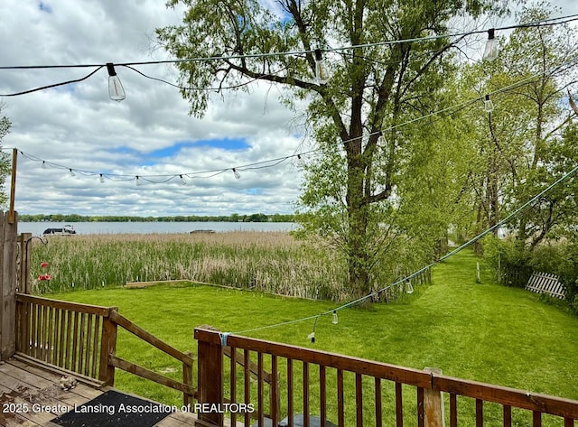 5880 Shaw St, Haslett, MI 48840 - view of grassy yard featuring a water view