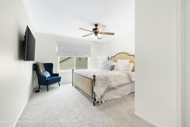 1232 Chemung Forest Dr, Howell, MI 48843 - bedroom with light colored carpet, baseboards, and ceiling fan
