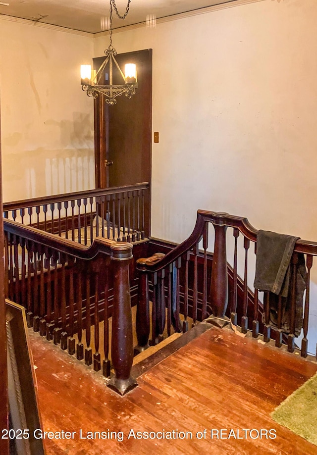 908 N Capitol Ave, Lansing, MI 48906 - stairs with a chandelier and wood finished floors